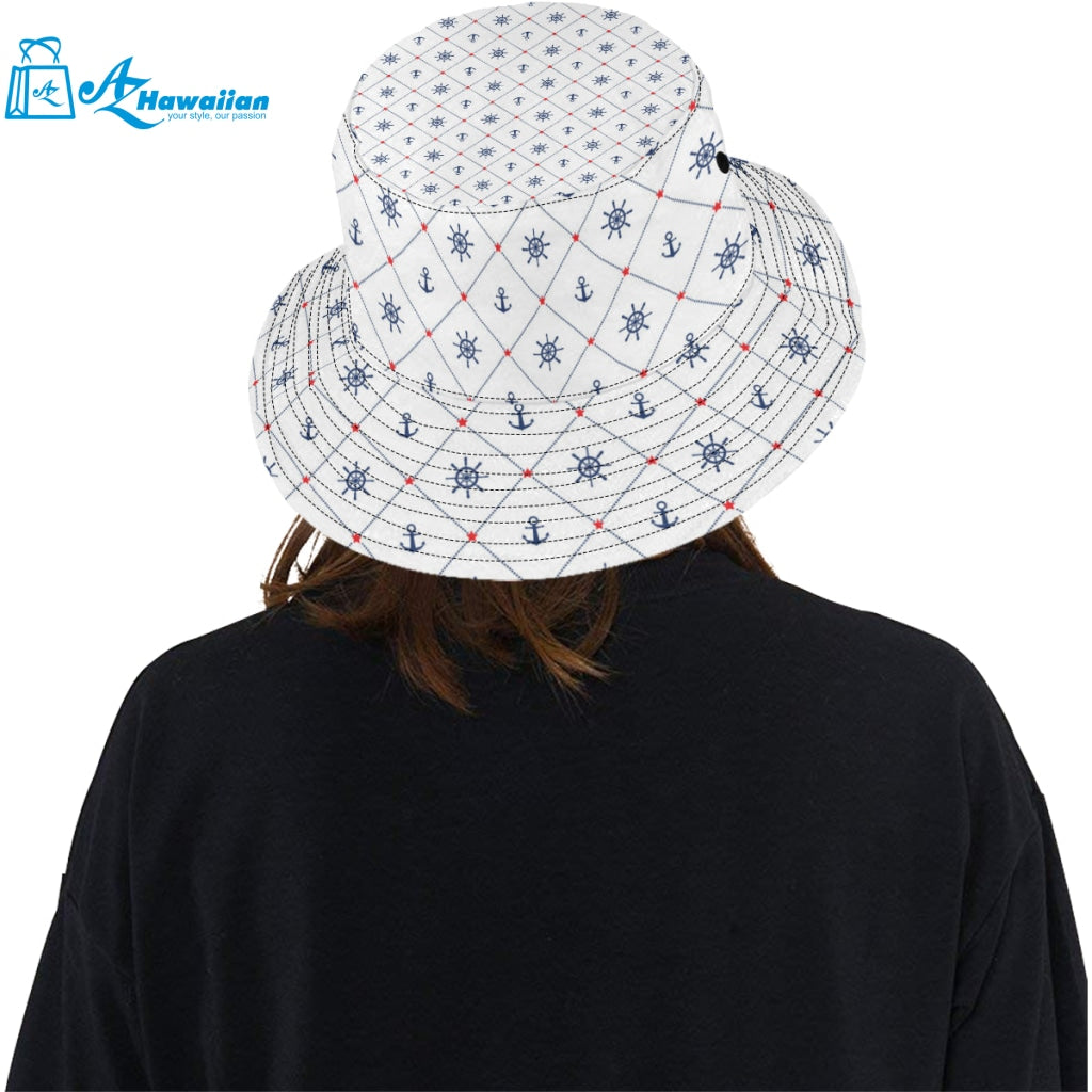 Anchor rudder nautical design pattern Unisex Bucket Hat