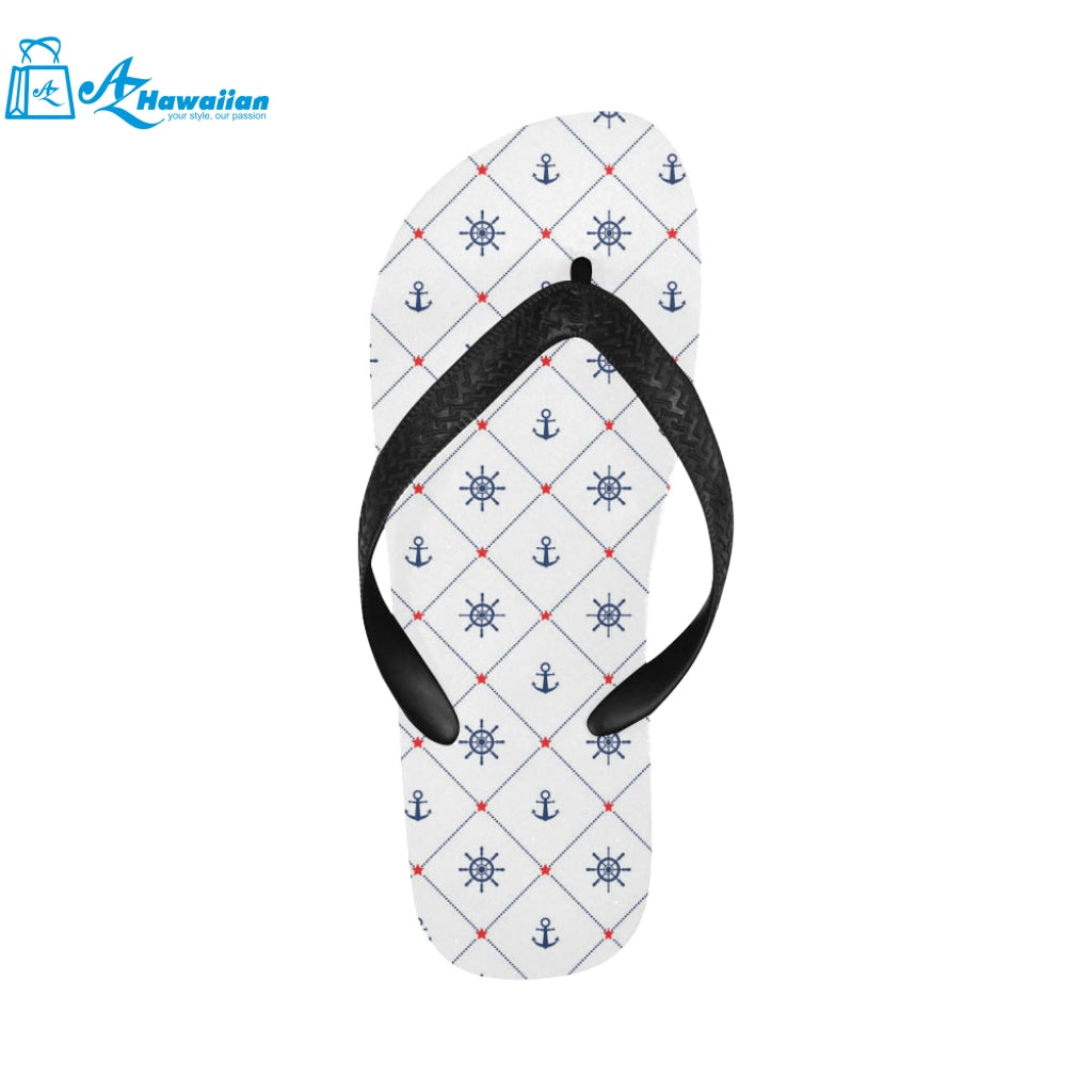 Anchor rudder nautical design pattern Unisex Flip Flops