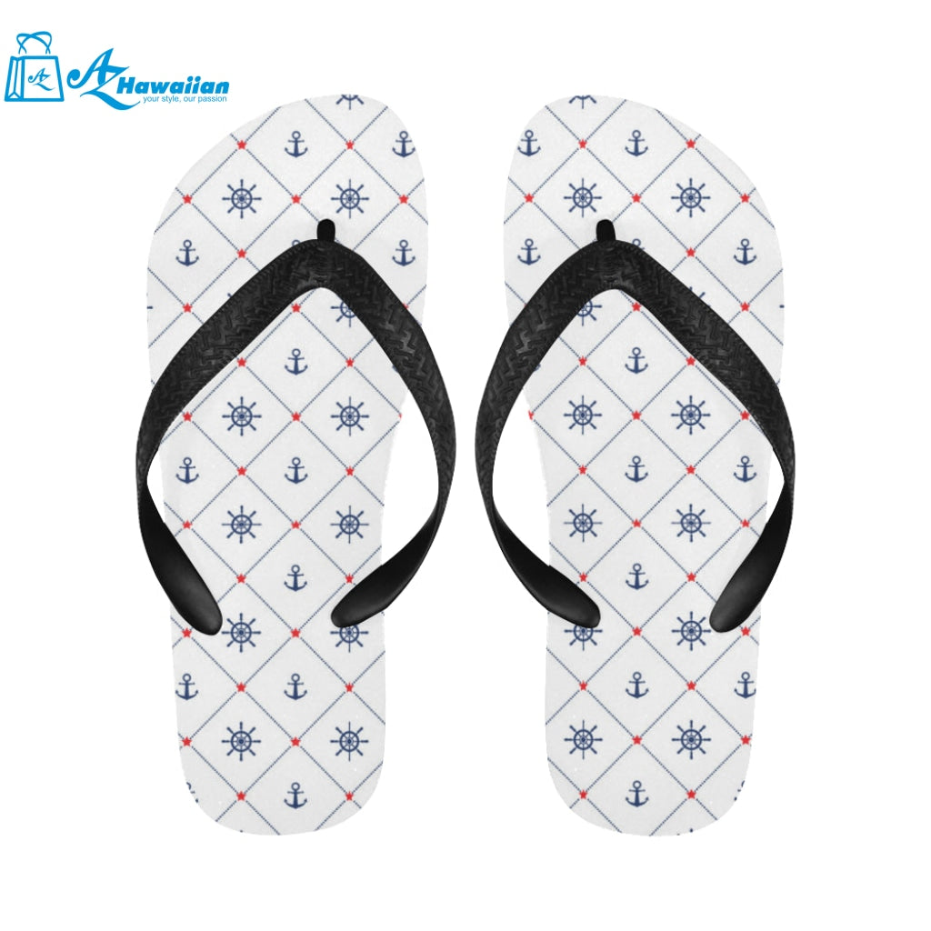 Anchor rudder nautical design pattern Unisex Flip Flops