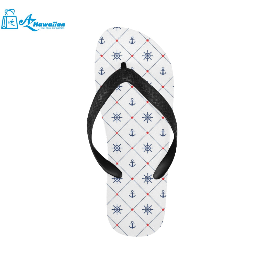 Anchor rudder nautical design pattern Unisex Flip Flops