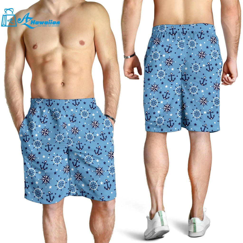 Anchors Rudder Compass Star Nautical Pattern Men Shorts