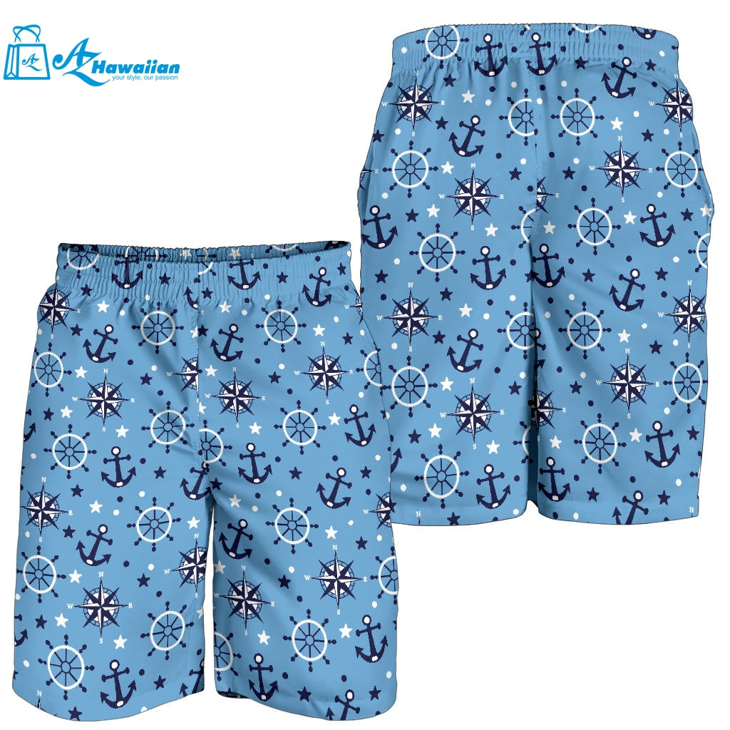 Anchors Rudder Compass Star Nautical Pattern Men Shorts