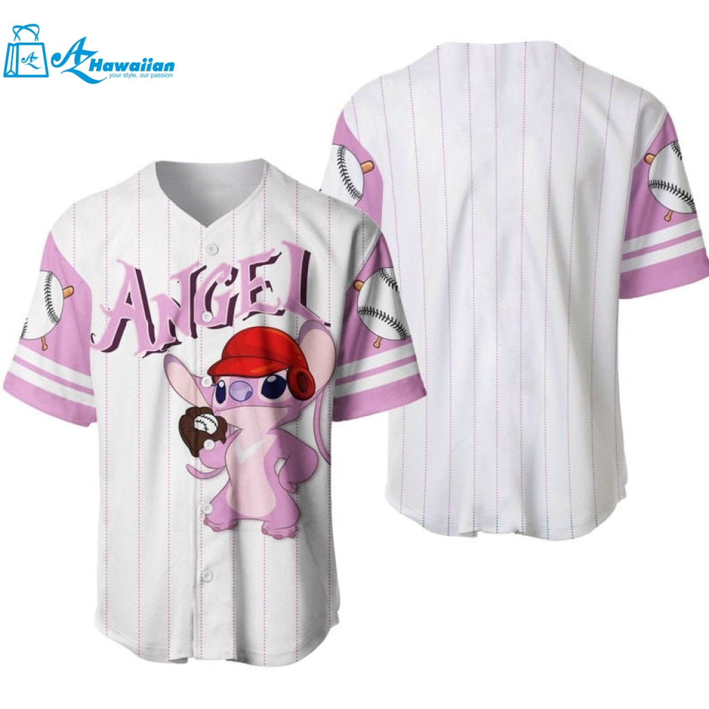 Angel Stitch Girlfriend All Over Print Pinstripe Baseball Jersey 