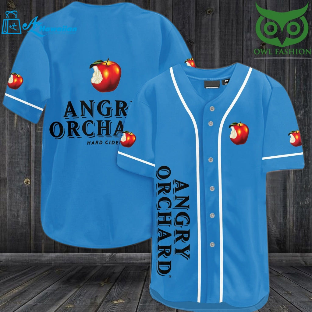 Angry Orchard Light Blue Baseball Jersey Shirt