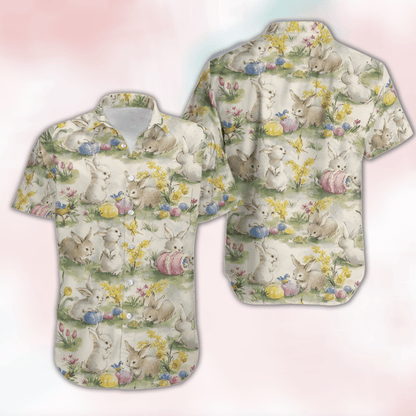 Happy Easter Vintage Bunny Having Fun Together Hawaiian Aloha Shirts #DH