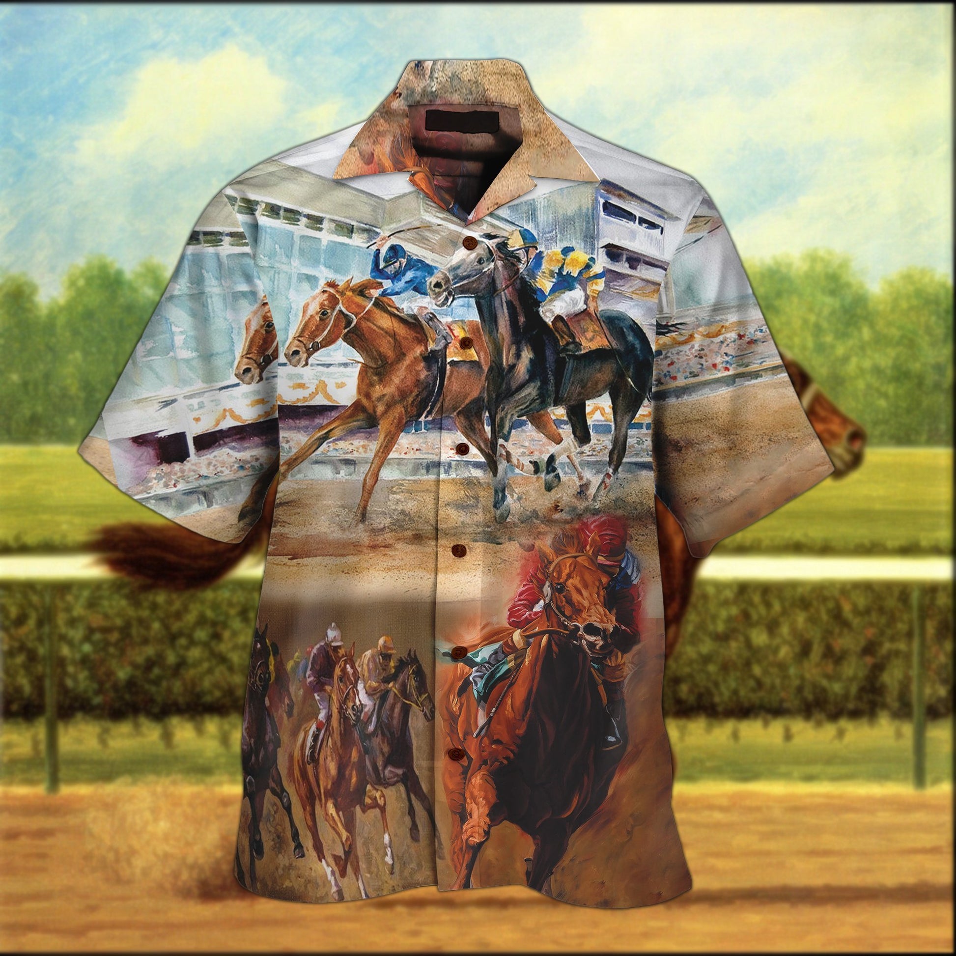 Horse Racing Hawaiian Shirt Set | Unisex | HS1051