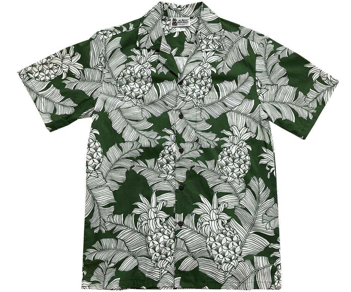 Vintage Pineapple GreenHawaiian Shirt Made In Hawaii, Summer Shirt, Beach Shirts