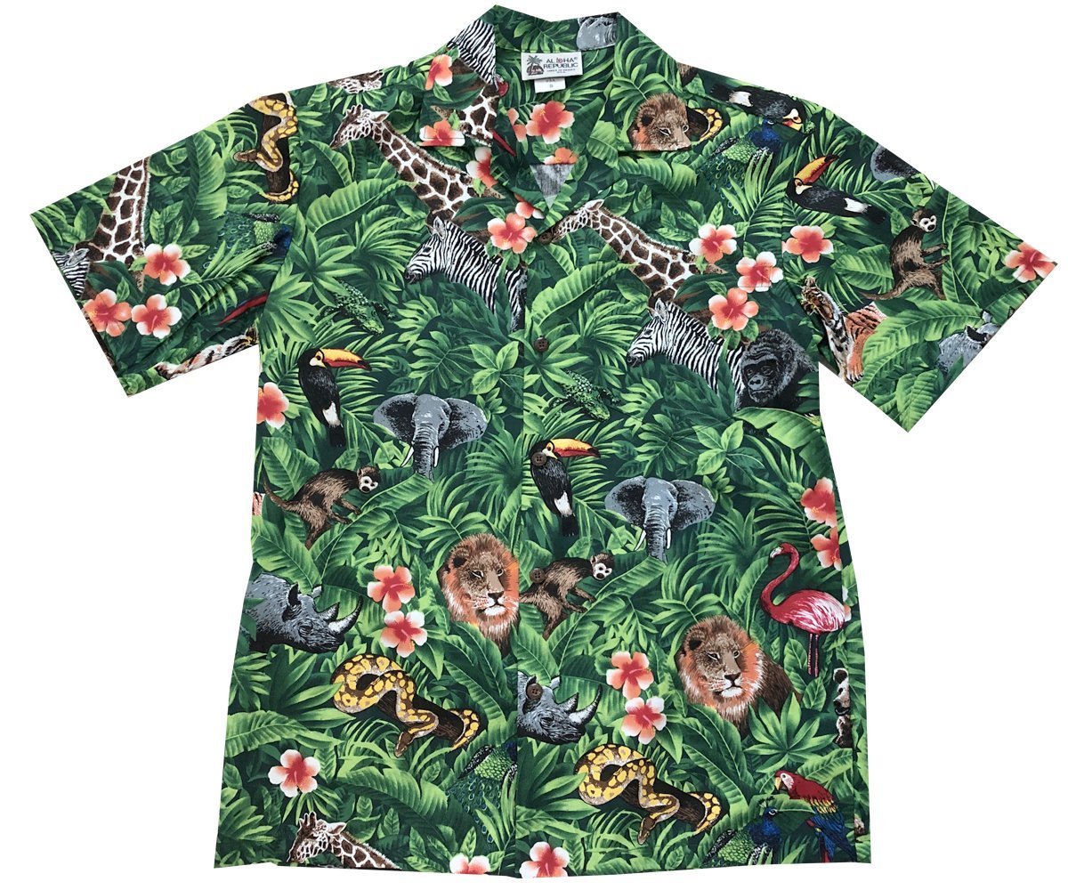 Wild Things GreenHawaiian Shirt Made In Hawaii, Summer Shirt, Beach Shirts