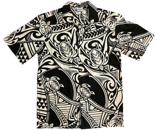 Ancient Turtle Glyph Black Hawaiian Shirt Made In Hawaii, Summer Shirt, Beach Shirts