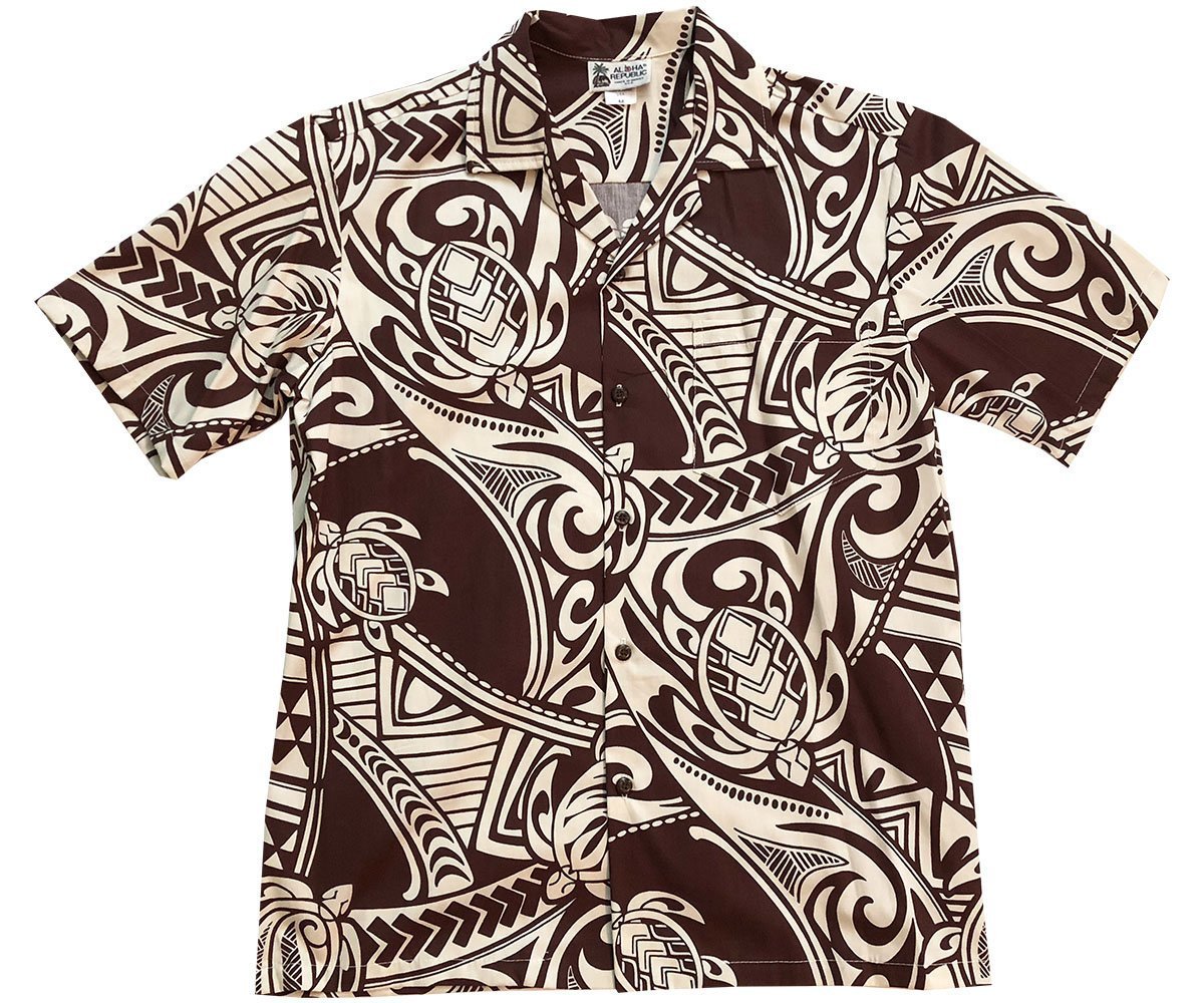 Ancient Turtle Glyph BrownHawaiian Shirt Made In Hawaii, Summer Shirt, Beach Shirts