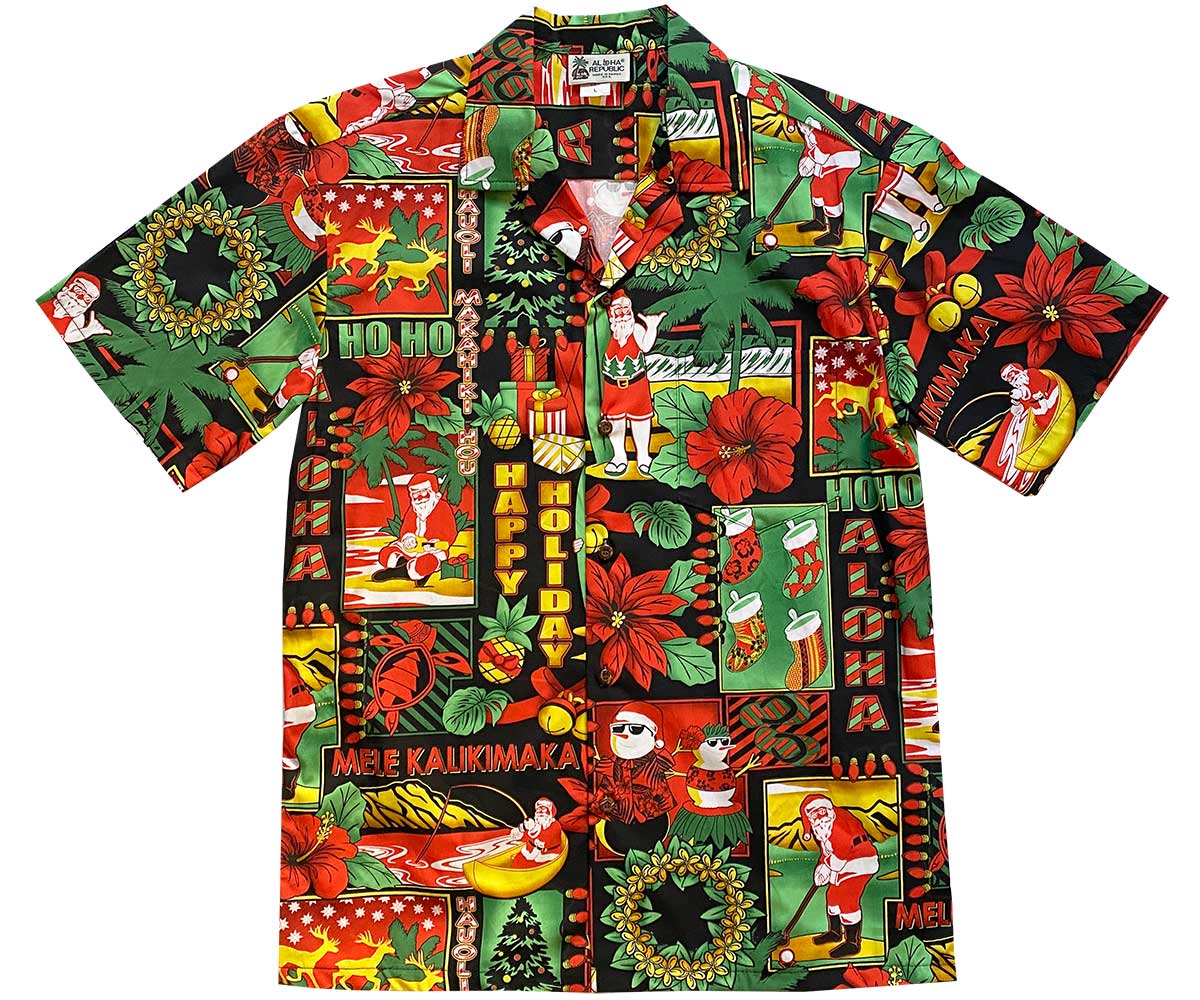 Aloha Christmas Traditions Black Hawaiian Shirt Made In Hawaii, Summer Shirt, Beach Shirts