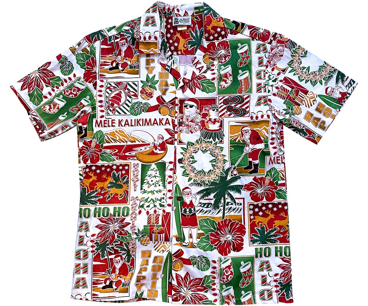 Aloha Christmas Traditions WhiteHawaiian Shirt Made In Hawaii, Summer Shirt, Beach Shirts