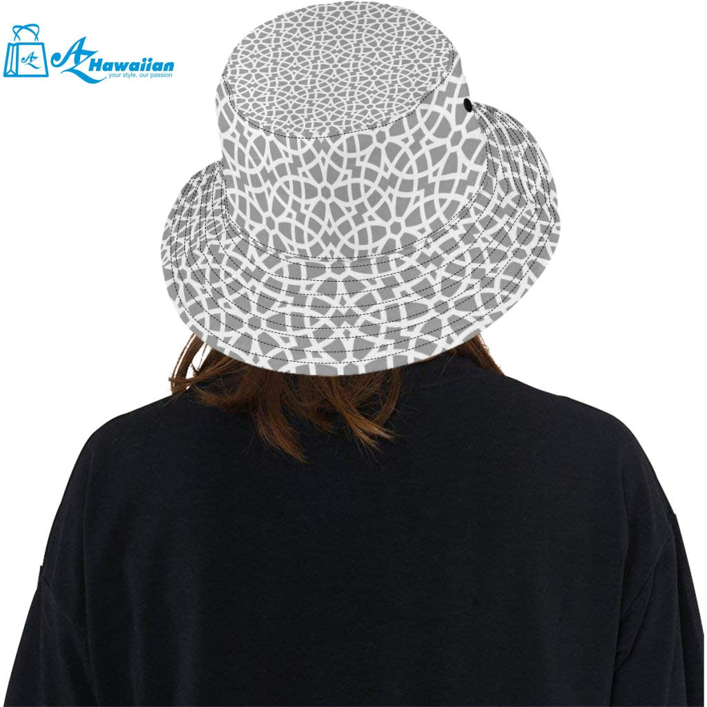 arabic gray pattern Unisex Bucket Hat