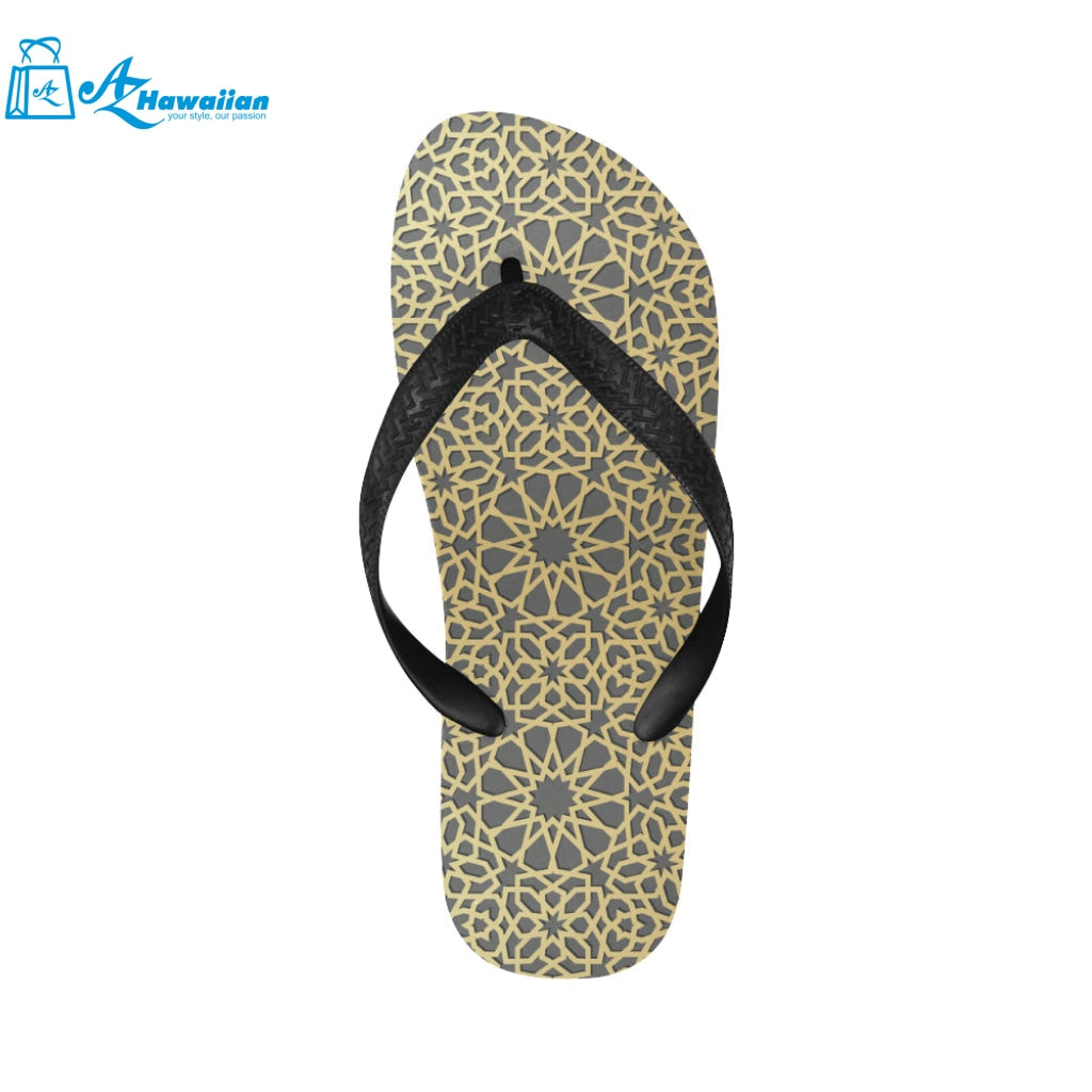 arabic star gold pattern Unisex Flip Flops