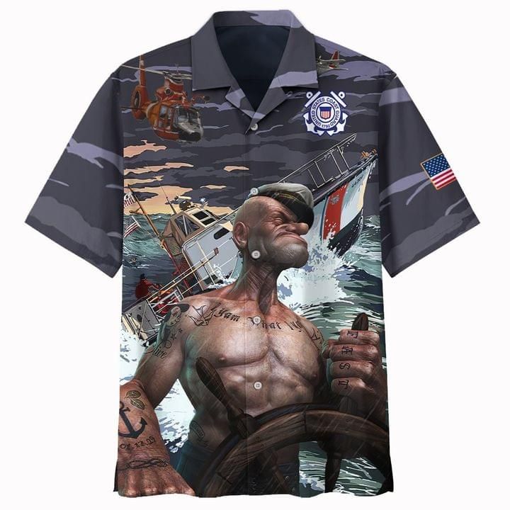 Army Veteran Hawaiian Graphic Print Short Sleeve 