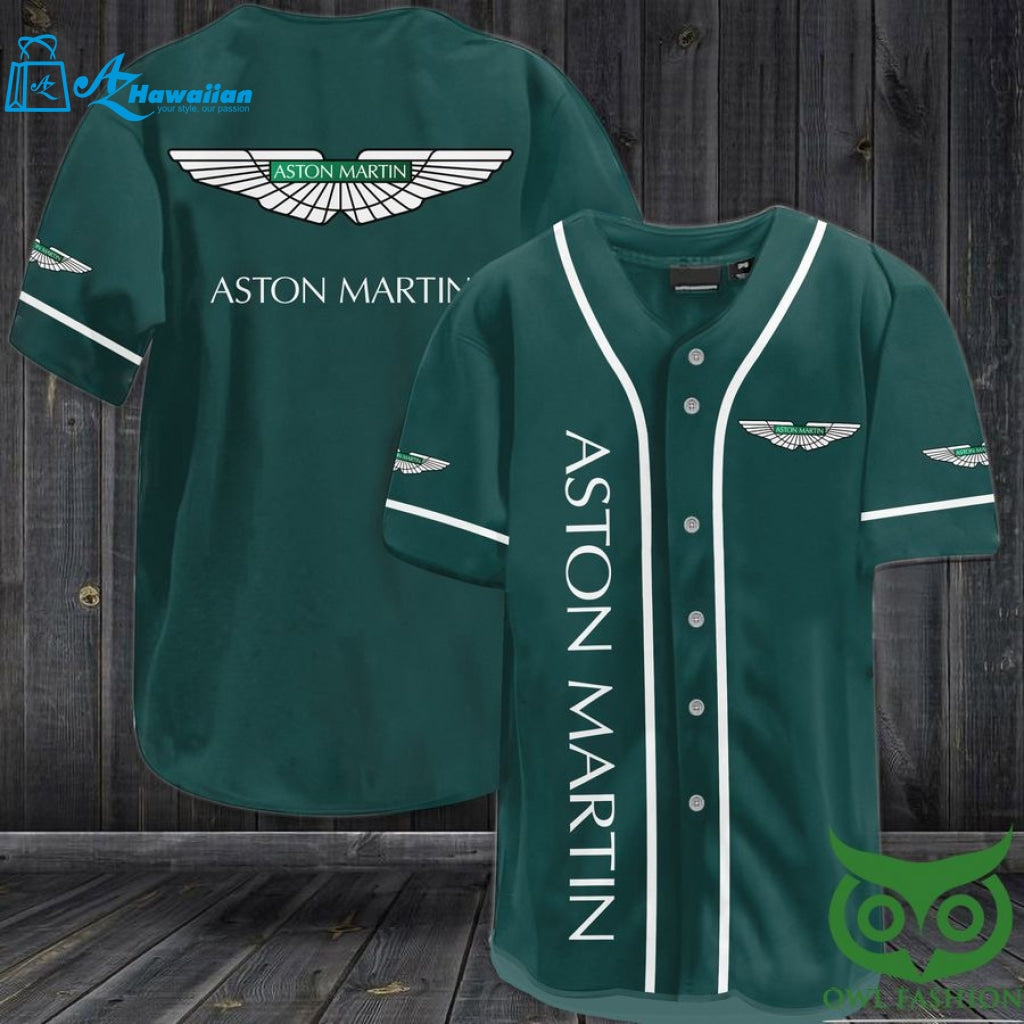 ASTON MARTIN Turquoise and White Baseball Jersey Shirt