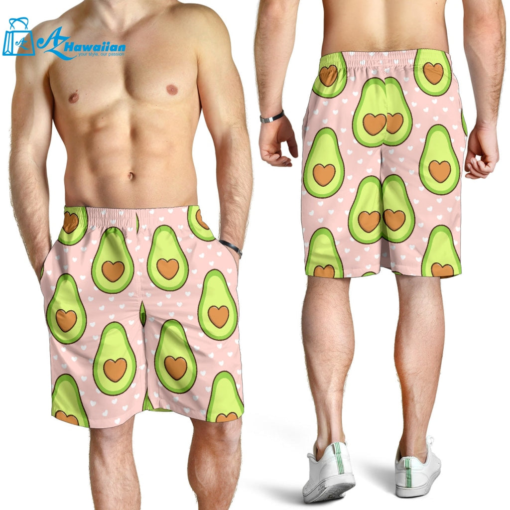 Avocado Heart Pink Background Men Shorts