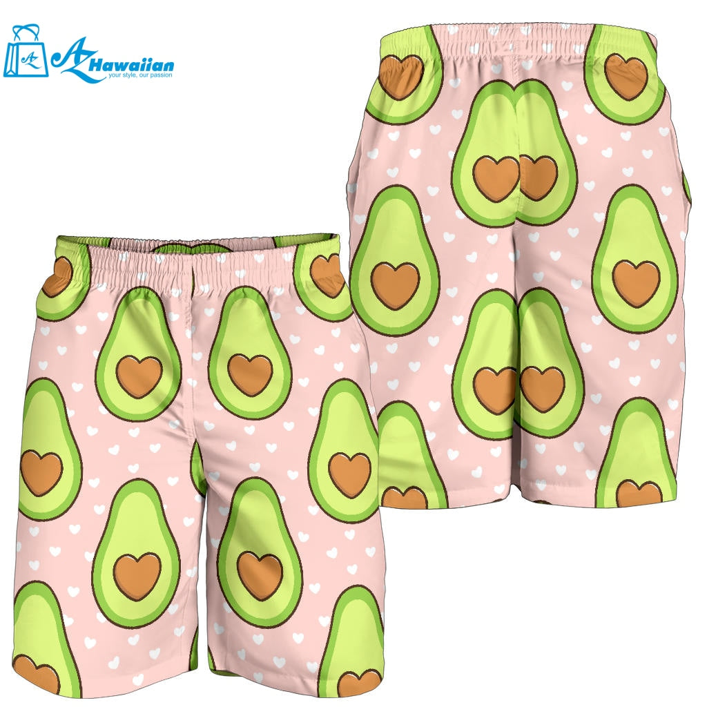 Avocado Heart Pink Background Men Shorts