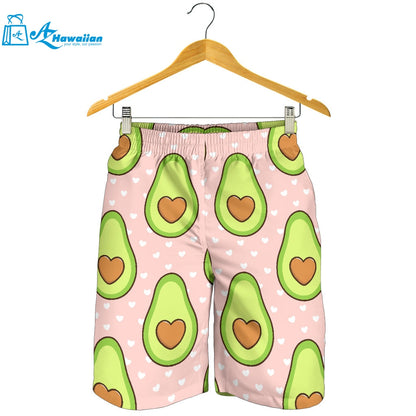 Avocado Heart Pink Background Men Shorts