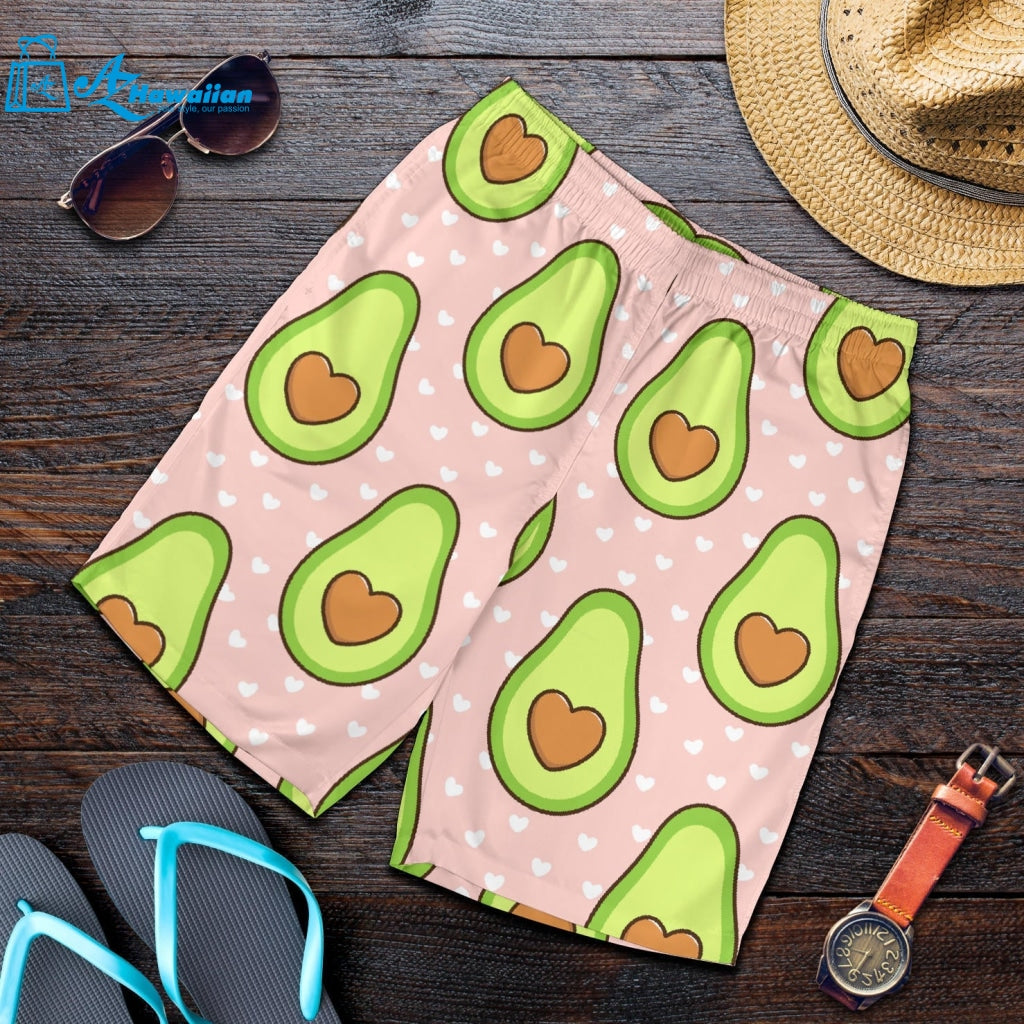 Avocado Heart Pink Background Men Shorts