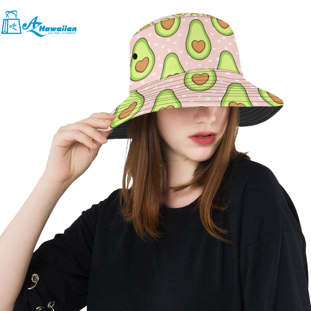 Avocado heart pink background Unisex Bucket Hat