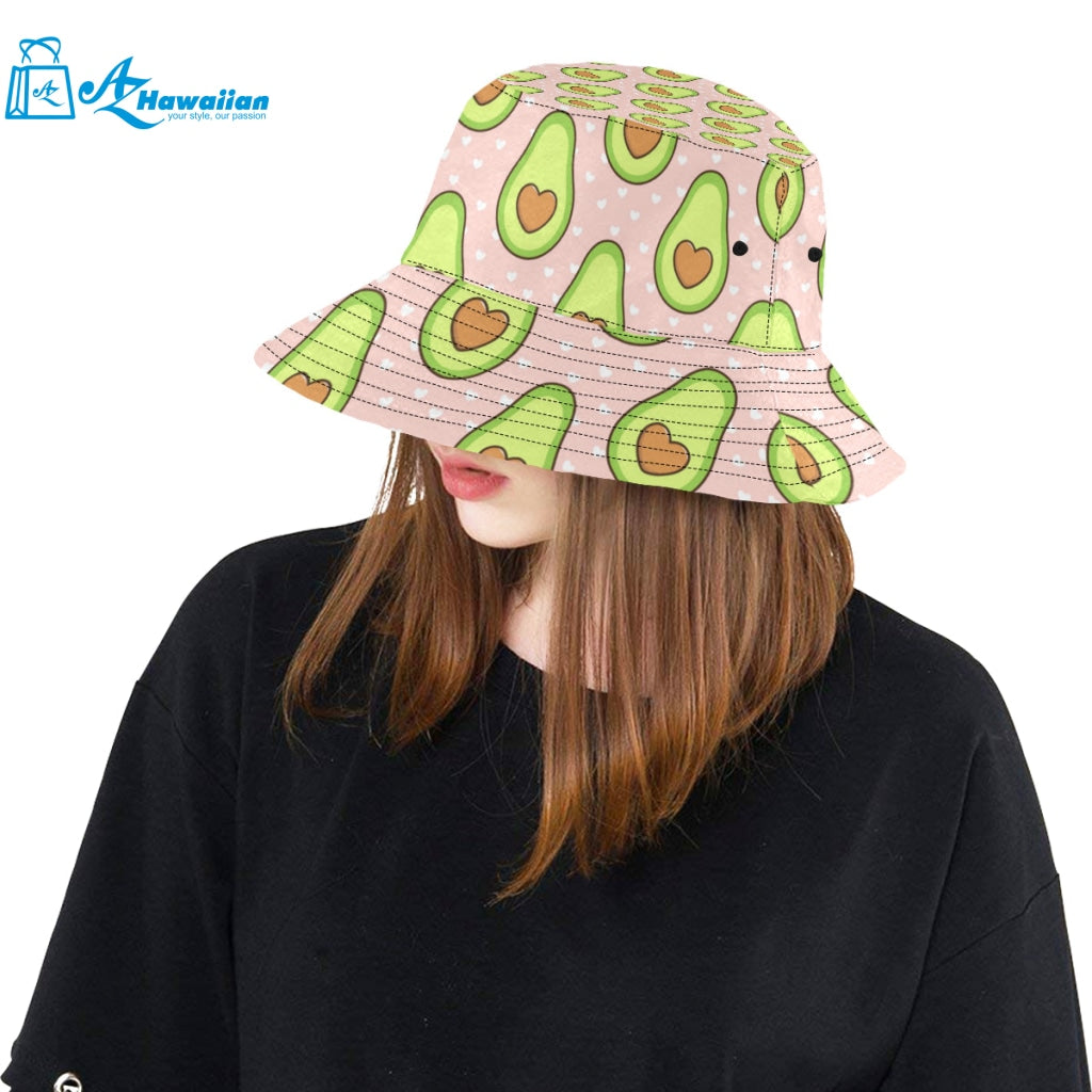 Avocado heart pink background Unisex Bucket Hat