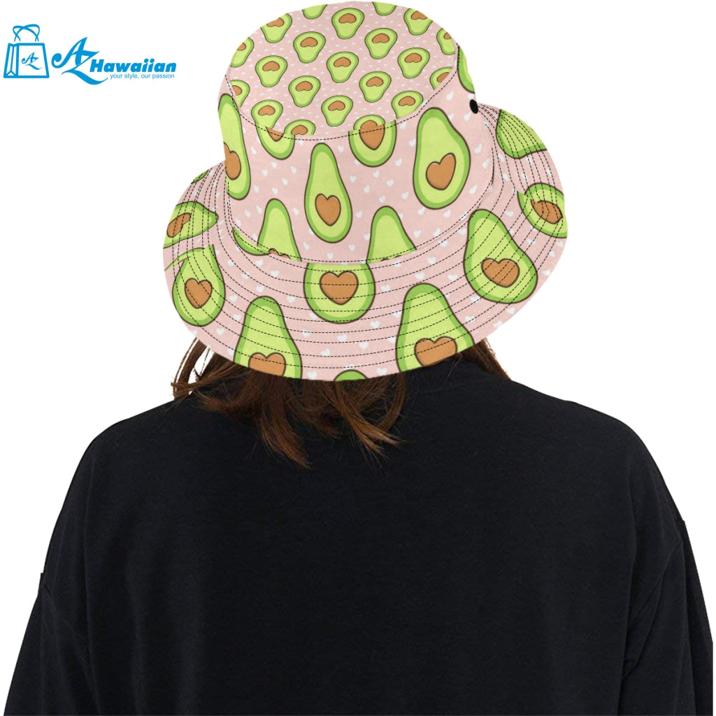 Avocado heart pink background Unisex Bucket Hat