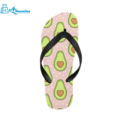 Avocado heart pink background Unisex Flip Flops