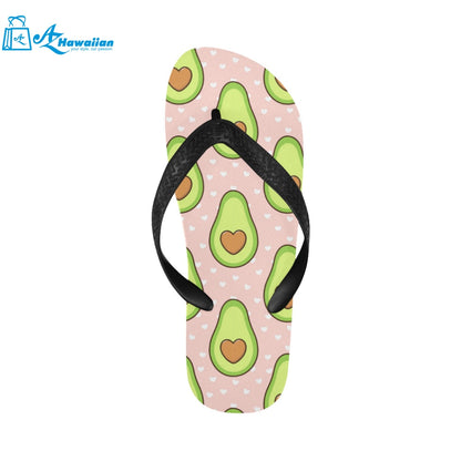 Avocado heart pink background Unisex Flip Flops