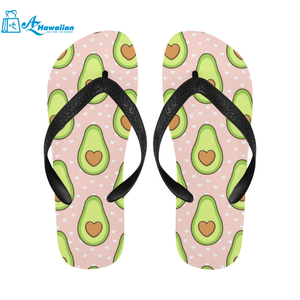 Avocado heart pink background Unisex Flip Flops