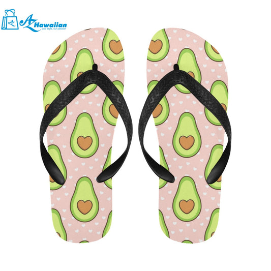 Avocado heart pink background Unisex Flip Flops