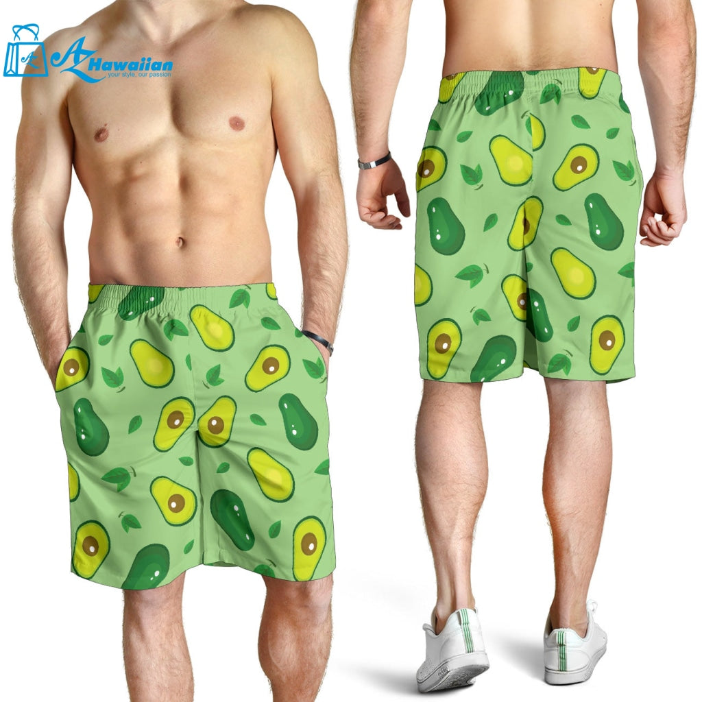 Avocado Pattern Green Background Men Shorts