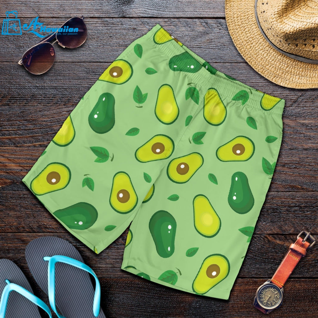 Avocado Pattern Green Background Men Shorts