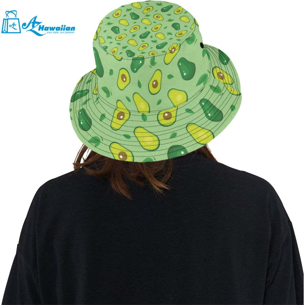 Avocado pattern green background Unisex Bucket Hat