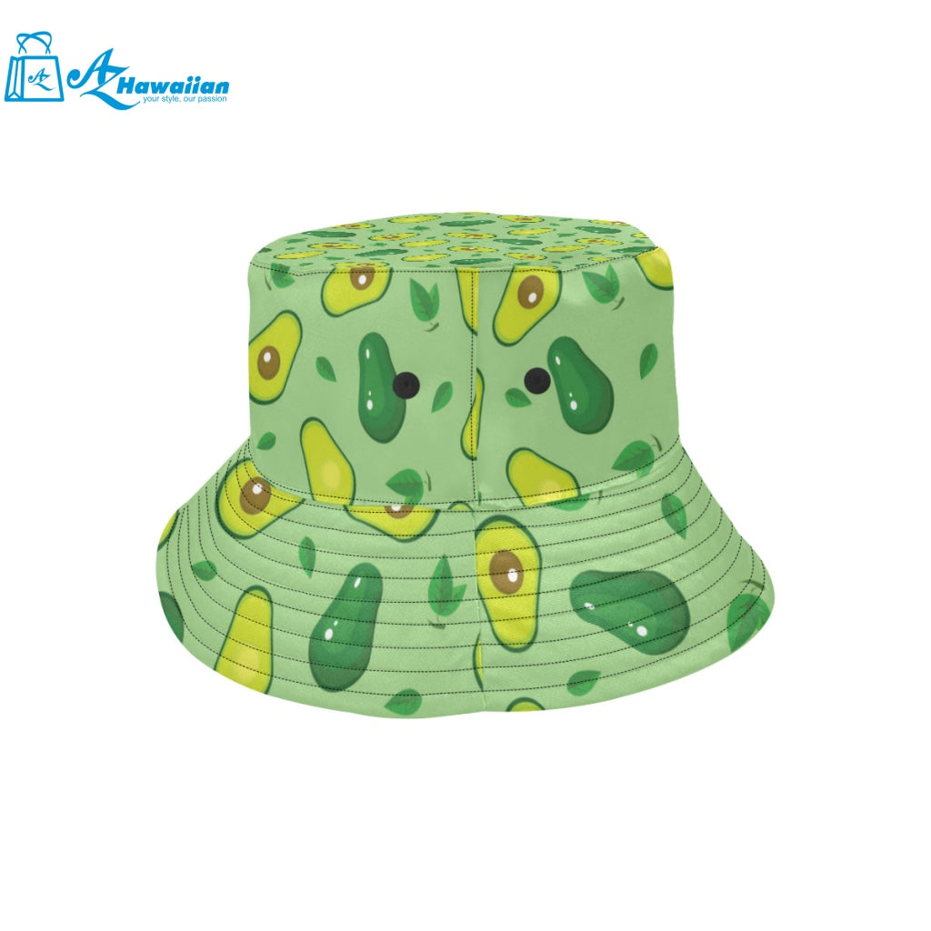 Avocado pattern green background Unisex Bucket Hat