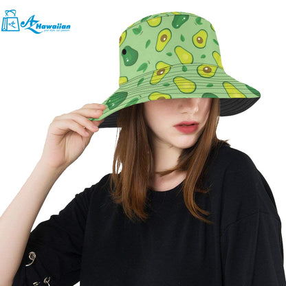 Avocado pattern green background Unisex Bucket Hat