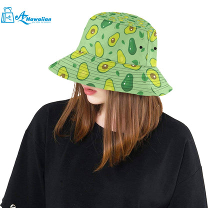 Avocado pattern green background Unisex Bucket Hat