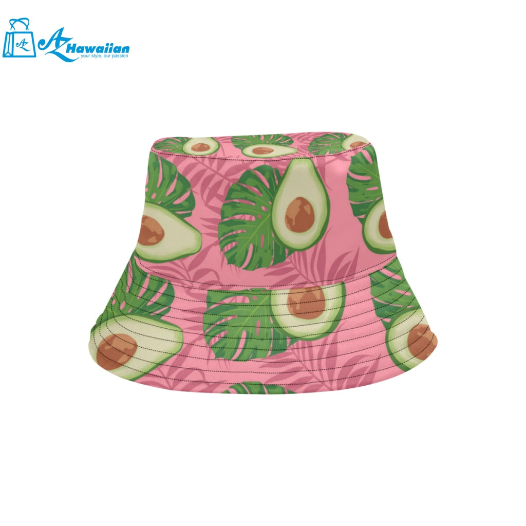 Avocado slices leaves pink back ground Unisex Bucket Hat