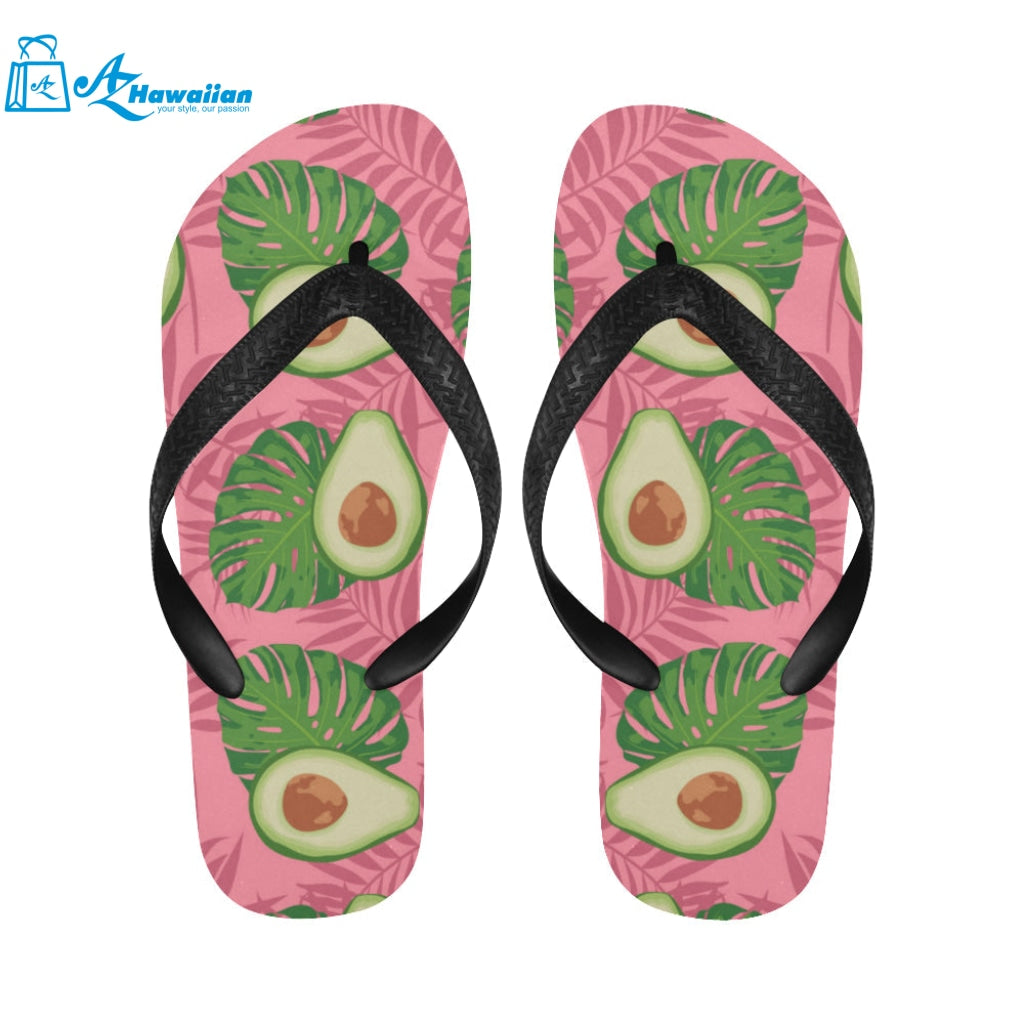 Avocado slices leaves pink back ground Unisex Flip Flops