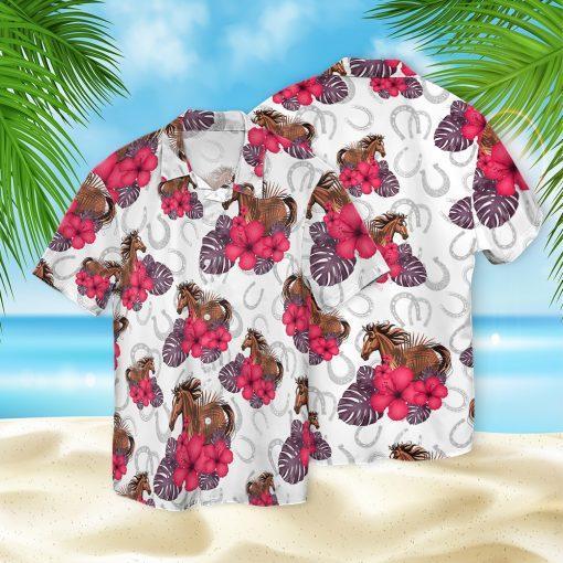 New Flower Horse Red Hawaiian Shirt | For Men & Women | Adult | HW1546