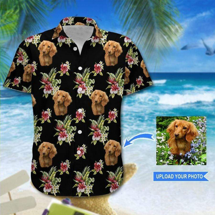 Hawaiian Aloha Shirts Dachshund Floral Custom Photo