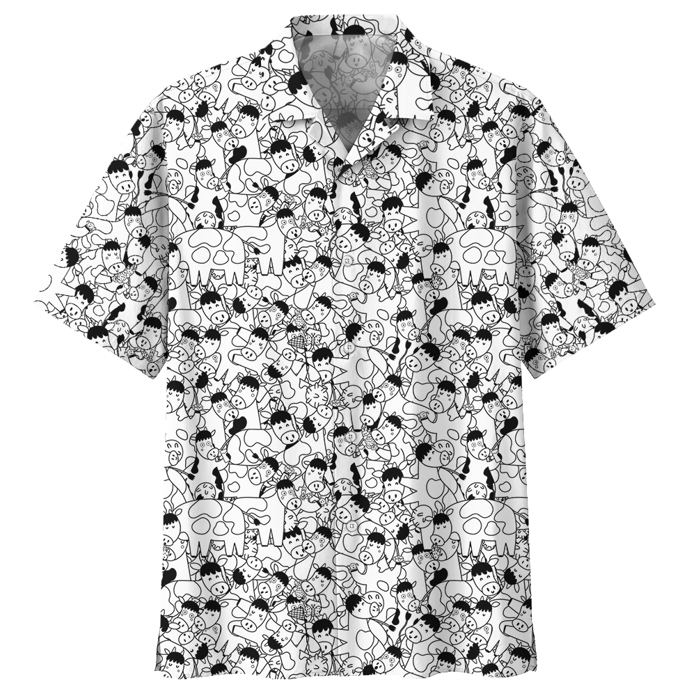 Cow  White High Quality Unisex Hawaiian Shirt For Men And Women Dhc17063753