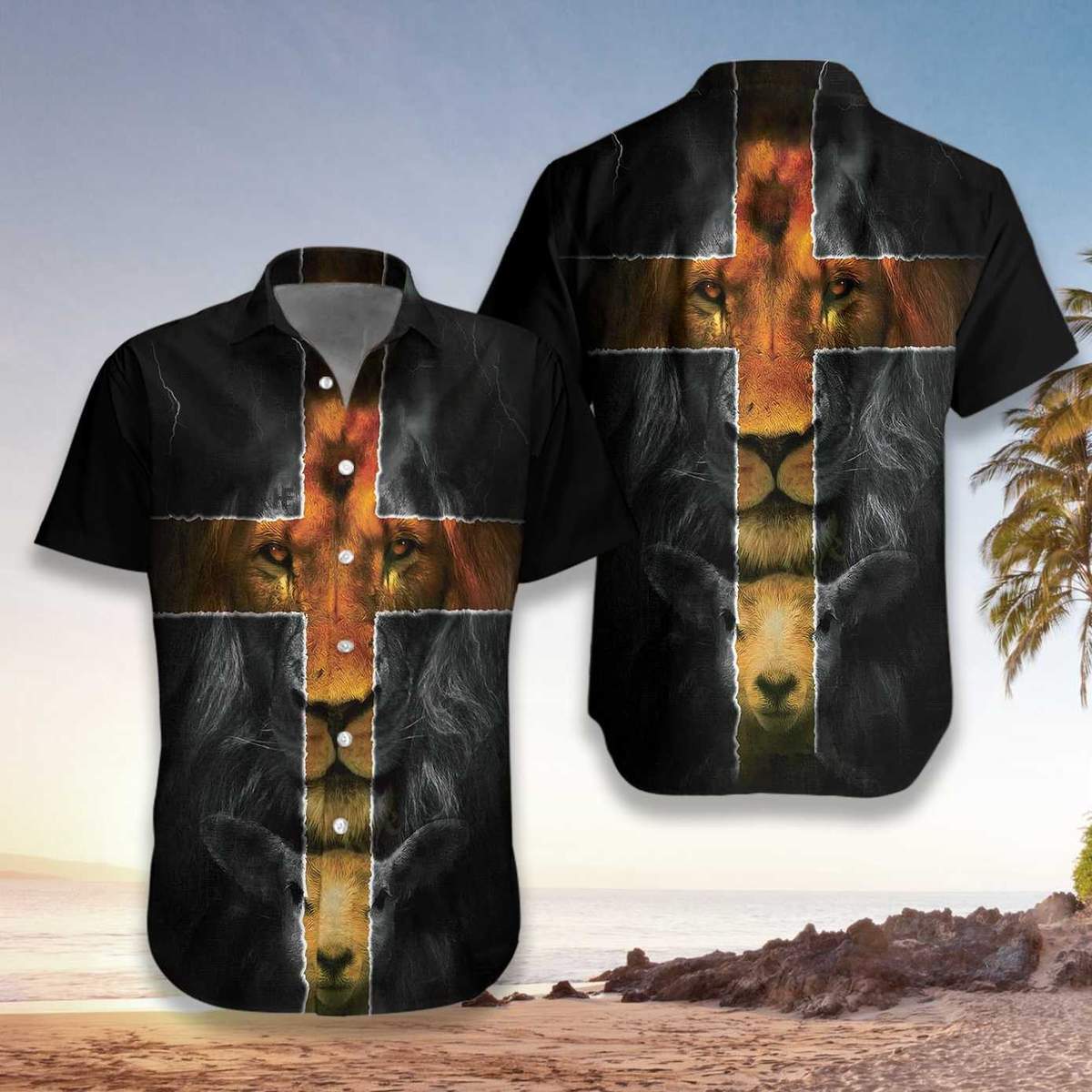 Hawaiian Aloha Shirts Amazing Jesus Lion And Lamb