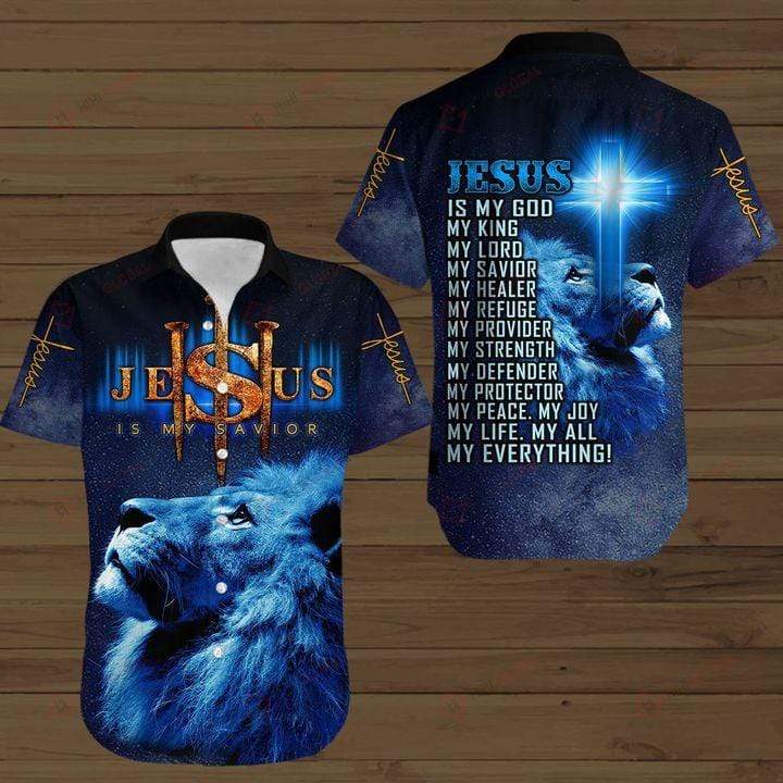 Lion Jesus Is My Savior Hawaiian Aloha Shirts #Kv