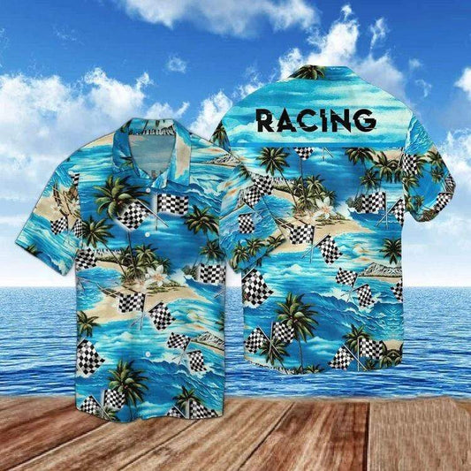 Racing Blue Summer Beach Unisex Hawaiian Shirts