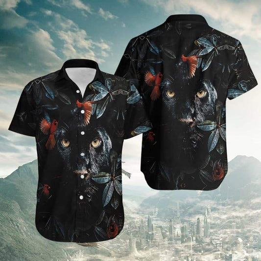 Hawaiian Aloha Shirts Flower Cardinal Panther