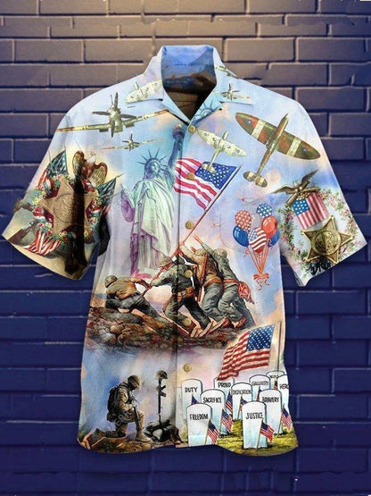 Happy Independence Day Veteran Hawaiian Shirt