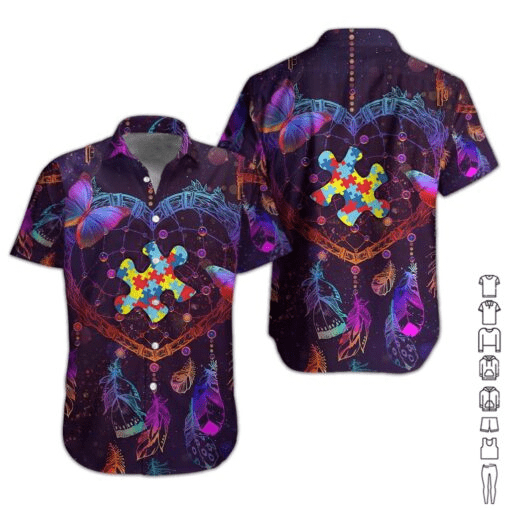 Autism Love Purple Hawaiian Aloha Shirt #DH