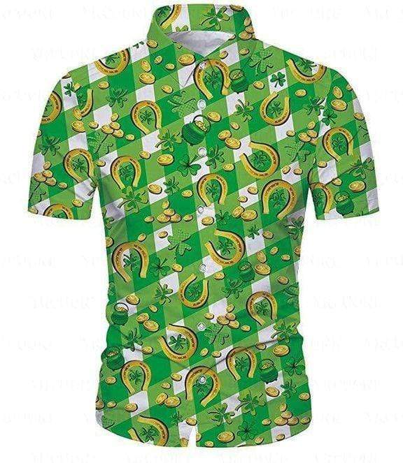 Irish Pride Happy St. Patrick's Day Coins and Luck Hawaiian Aloha Shirts #DH