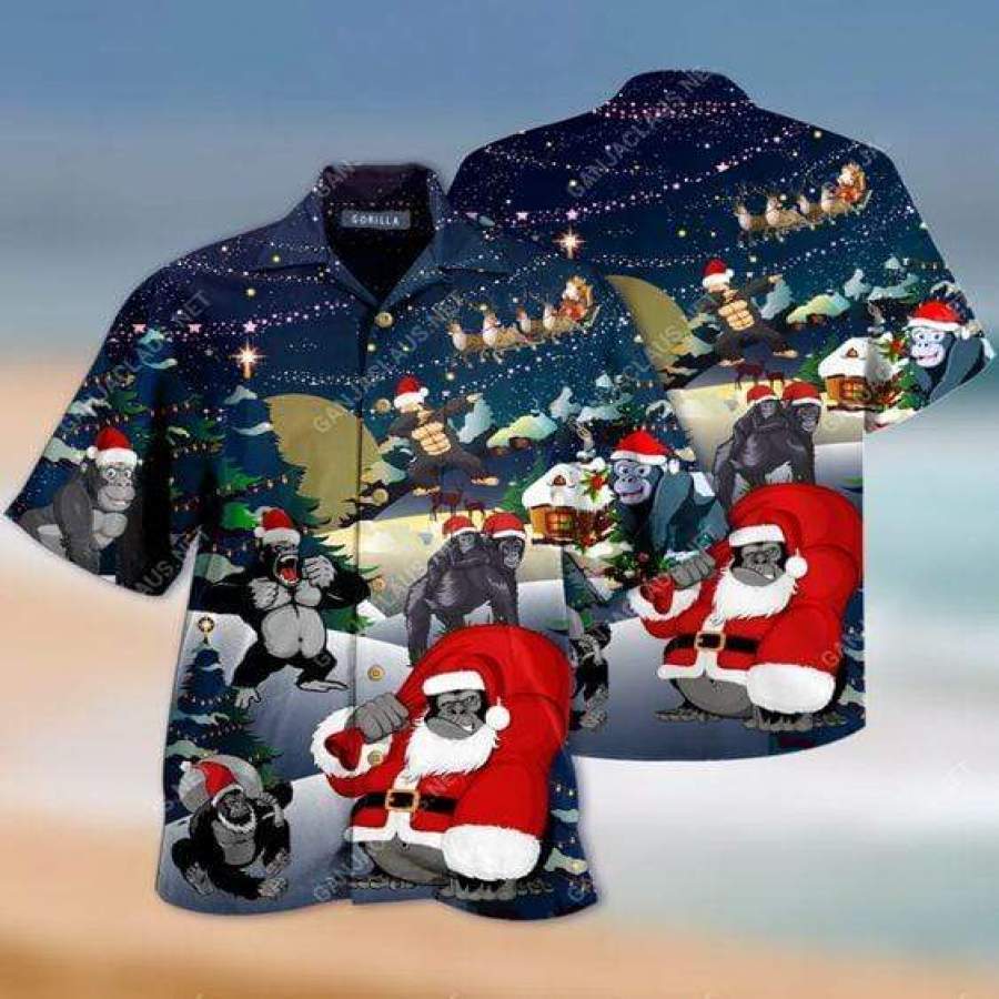 Hawaiian Aloha Shirts Christmas Gorillas